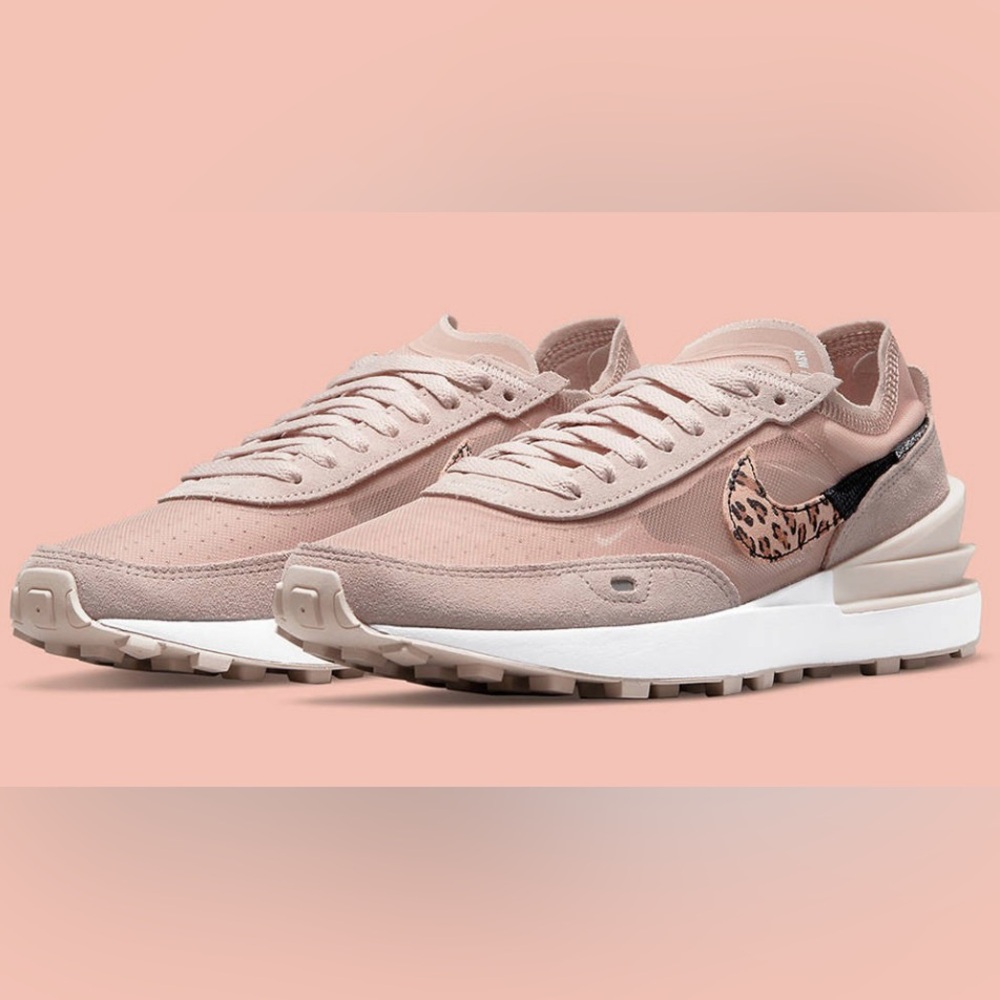 Women's Nike Waffle One SE Leopard sneakers.